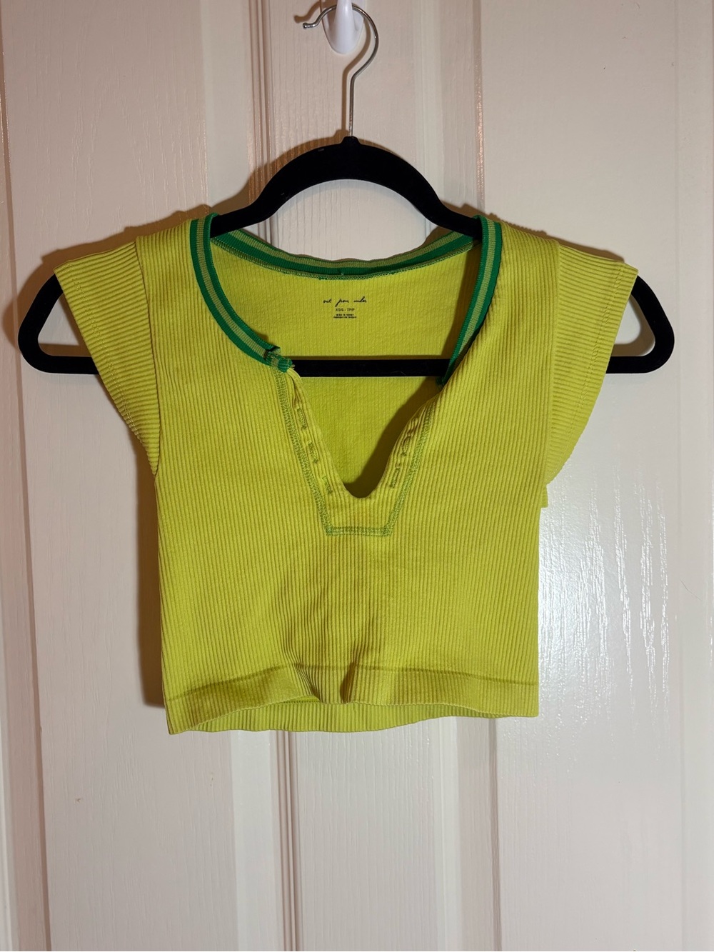 Urban Outfitters Out From Under Ribbed Crop Top with Green Trim